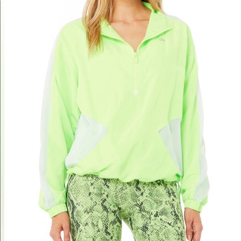 Alo Renewal Half Zip-Up In Lime Green